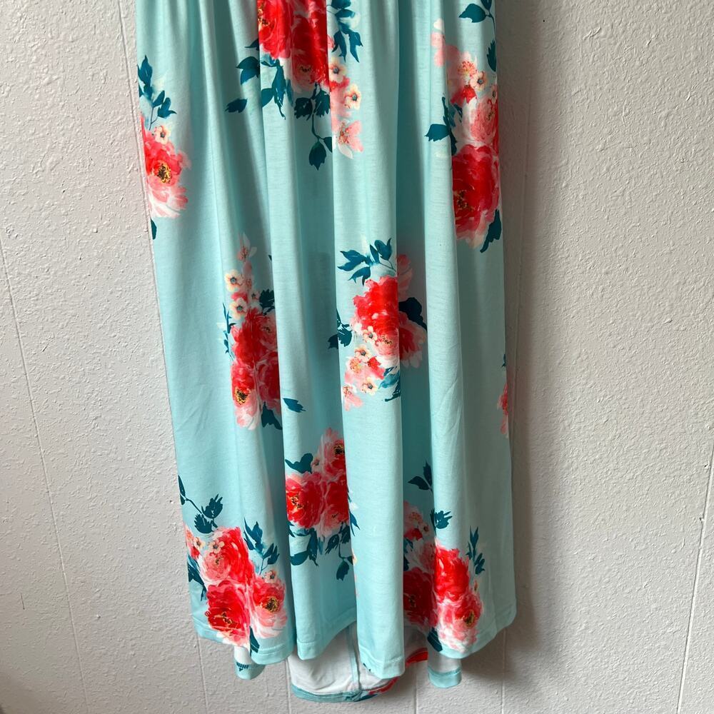 OUGES Floral Midi Dress Women XL CutOut Back Cotton Stretch Party Beach Festival - Picture 6 of 15